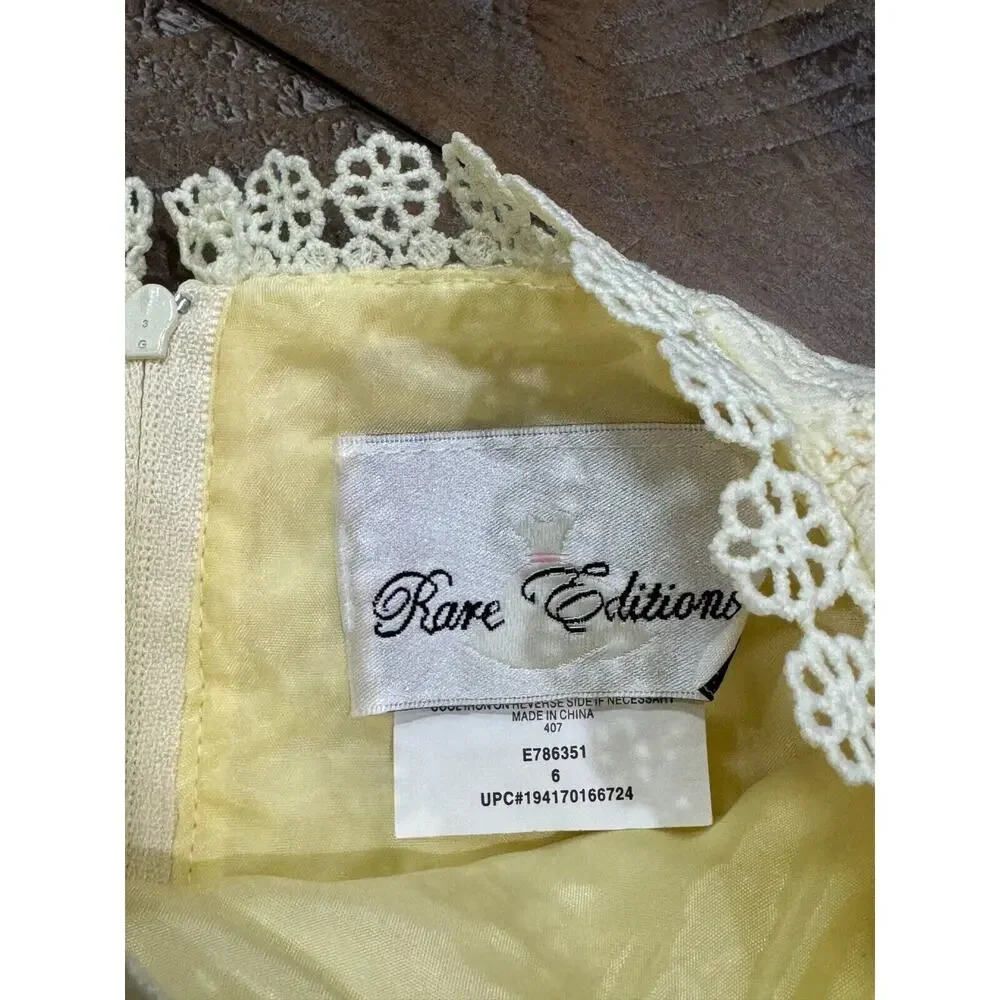 Rare Editions - Yellow Crochet A-Line Skater Dress - Girls Size 6